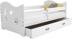 eoshop Dětská postel Miki 80x160 B1, bílá/bílá + rošt, matrace, úložný prostor