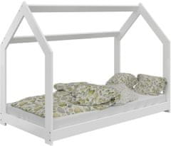 eoshop Dětská postel Domek 80x160 cm D2 + rošt ZDARMA - bílá