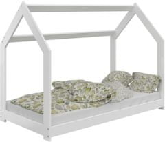 eoshop Dětská postel Domek 80x160 cm D2 + rošt a matrace ZDARMA - bílá