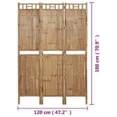 shumee 3dílný paraván bambus 120 x 180 cm