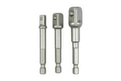 TRIUMF adaptéry 1/4" pro 1/4" - 3/8" - 1/2" hlavice, pro elektrické nářadí, sada 3 díly