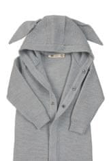 Sterntaler overal kojenecký, pletený, MERINO VLNA, s kapucí a ouškama, propínací na druky, velikosti 74,80,86 cm, šedý 5502171, 74
