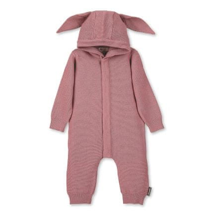 Sterntaler overal kojenecký, pletený, MERINO VLNA, s kapucí a ouškama, propínací na druky, velikosti 74,80,86 cm, růžový 5502171, 74