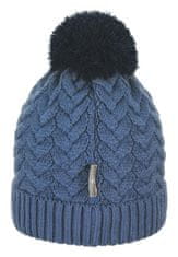 Sterntaler čepice, pletený kulich chlapecký, modrý, žebrovaný lem, bambule 4722117, 55