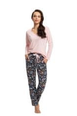 Luna Dámské pyžamo LUNA 614 růžová / kalhoty s tmavými květy XXL