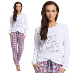 Luna Dámské pyžamo LUNA 630 bílá / šedá růžová kostkovaný S