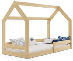 eoshop Dětská postel Domek 1 80x160 cm, borovice + rošt a matrace ZDARMA