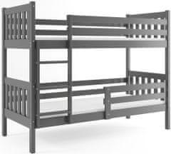 Importworld Patrová postel Miloslava - 2 osoby 90x200 bez úložného prostoru – Grafitová,