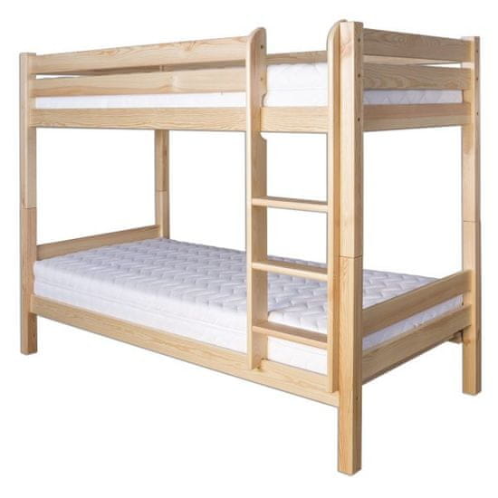 eoshop Dřevěná dvoupatrová postel LK136, 80x165x200, borovice (Barva dřeva: Přírodní (lakovaná))