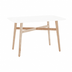 KONDELA Jídelní stůl, bílá/přírodní, 120x80 cm, CYRUS 2 NEW