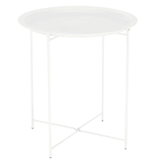 KONDELA Příruční stolek s odnímatelnou tácem, bílá, RENDER