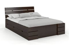 eoshop Dřevěná postel se šuplíky Sandemo High Drawers, borovice (Rozměr: 140x200 cm, Barva: Palisander)