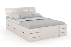 eoshop Dřevěná postel se šuplíky Sandemo High Drawers, borovice (Rozměr: 140x200 cm, Barva: Bílá)