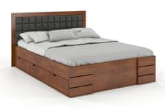eoshop Čalouněná postel Gotland High Drawers s úložným prostorem, buk (Barva dřeva: Ořech, Rozměr: 180x200 cm, Barva látky: Casablanca 2316)