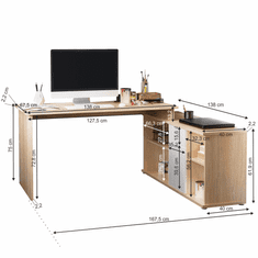BPS-koupelny Kancelářský stůl, dub sonoma/bílá, DALTON 2 NEW