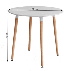 KONDELA Jídelní stůl, bílá/buk, průměr 80 cm, ELCAN