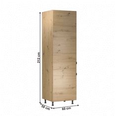 KONDELA Vysoká skříňka na chladničku, dub artisan, univerzální, LANGEN D60ZL