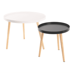 KONDELA Příruční stolek, černá/přírodní, SANSE TYP 2