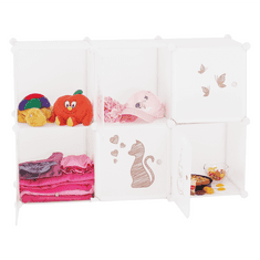 KONDELA Dětská modulární skříňka, bílá/dětský vzor, DINOS