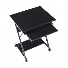 KONDELA Pojízdný PC stůl / herní stůl s kolečky, černá, TARAK