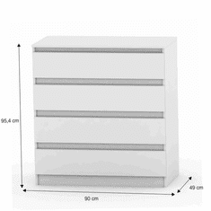 BPS-koupelny 4 šuplíková komoda, bílá, HANY NEW 004
