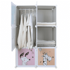 KONDELA Dětská modulární skříň, šedá / dětský vzor, BIARO
