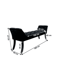 KONDELA Designová lavice, černá Velvet látka / kaučukové dřevo, HEMY TYP 1