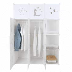 KONDELA Dětská modulární skříň, bílá / hnědý dětský vzor, KITARO