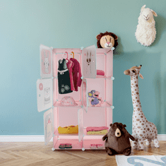 KONDELA Modulární skříň pro děti, růžová / dětský vzor, NORME
