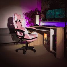 KONDELA Kancelářské / herní křeslo s RGB LED podsvícením, růžová / bílá, JOVELA