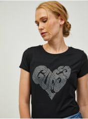 Guess Černé dámské tričko Guess Heart XS