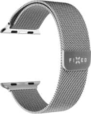 FIXED síťovaný nerezový řemínek Mesh Strap pro Apple Watch 42/44/45mm, stříbrná