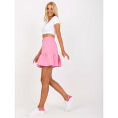 FANCY Dámská sukně s volánkovým lemem mini tepláková MARLA růžová FA-SD-7957.47_388547 S-M