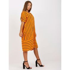 ITALY MODA Dámské šaty pruhované midi oversize LAMONT oranžové DHJ-SK-3243.97_388706 Univerzální