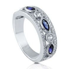 Emporial stříbrný rhodiovaný prsten Safírový kámen MA-R0433-BLUE-SILVER Velikost: 5 (EU: 49-50)