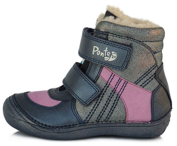 Ponte 20 dívčí zimní kožená kotníčková obuv PVG222-DA03-1-901A tmavě modrá 30