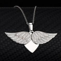 Emporial luxusní stříbrný rhodiovaný náhrdelník Otevírací andělské srdce HA-YJXZ006