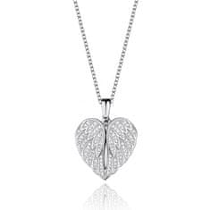 Emporial luxusní stříbrný rhodiovaný náhrdelník Otevírací andělské srdce HA-YJXZ006