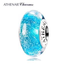 ATHENAIE přívěsek Modré jiskřivé sklo Murano MNG130