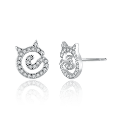 Emporial stříbrné rhodiované náušnice Třpytivá kočka FZ-00493