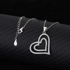 Emporial stříbrný rhodiovaný náhrdelník Velké třpytivé srdce HA-YJXZ050