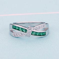 Emporial stříbrný rhodiovaný prsten Zelená mašle MA-MR1002-GREEN-SILVER Velikost: 5 (EU: 49-50)