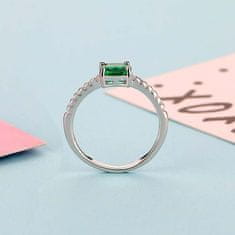 Emporial stříbrný rhodiovaný prsten Smaragdový kámen MA-SOR565-GREEN-SILVER Velikost: 8 (EU: 57-58)