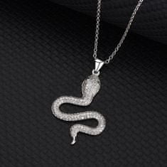 Emporial luxusní stříbrný rhodiovaný náhrdelník Třpytivý had HA-YJDZ132
