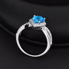 Emporial stříbrný rhodiovaný prsten Safírová modrá kapka MA-R0358-SILVER-BLUE Velikost: 5 (EU: 49-50)