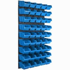 botle Nástěnný panel na nářadí 57,6 x 117 cm s 45 ks. Krabice závěsný Modré Boxy Skladovací systém