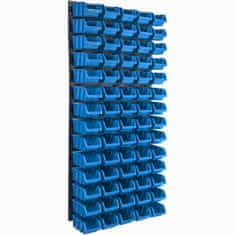 botle Nástěnný panel na nářadí 57,6 x 117 cm s 70 ks. Krabice závěsný Modré Boxy Skladovací systém