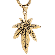IZMAEL Pánský náhrdelník Cannabis-Zlatá KP20477