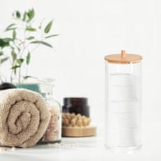 Eleganza Dóza na vatové tampóny Zásobník na tyčinek kosmetické Nádob Organizér Do Koupelny Bambusové