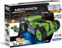 Clementoni Science&Play Mechanická laboratoř 2v1 Hot Rod a Race Truck